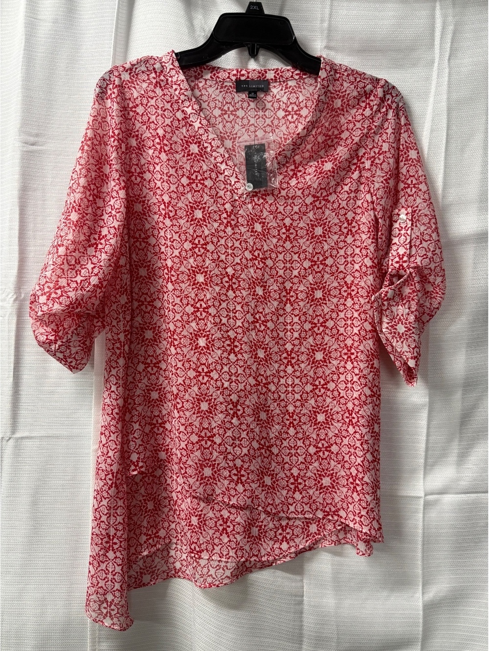 The Limited Women's Red and White Floral Print Blouse XS